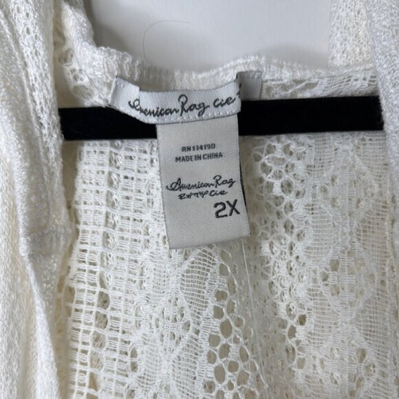 American Rag Cie Women White Lace Cardigan Plus Size 2X - Picture 5 of 11